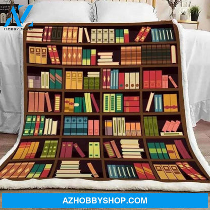 Book Blanket, Book Lovers Book Shelf Fleece Blanket Gift For Reading Book Lover