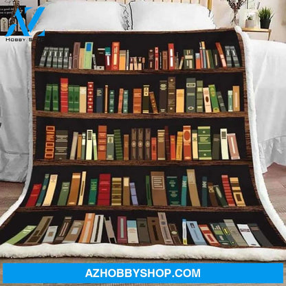 Book Blanket, Book Lovers Blanket - Book Shelf Vintage Fleece Blanket