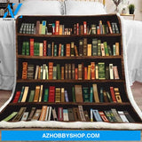 Book Blanket, Book Lovers Blanket - Book Shelf Vintage Fleece Blanket