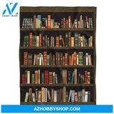 Book Blanket, Book Lovers Blanket - Book Shelf Vintage Fleece Blanket