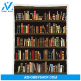 Book Blanket, Book Lovers Blanket - Book Shelf Vintage Fleece Blanket