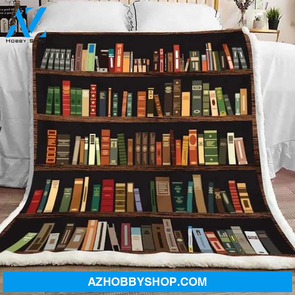 Book Blanket, Book Lovers Blanket - Book Shelf Vintage Fleece Blanket
