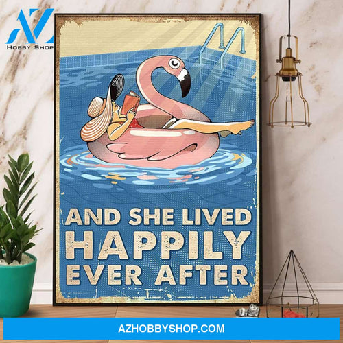 Book Girl And She Lived Happily Ever After Canvas And Poster, Wall Decor Visual Art