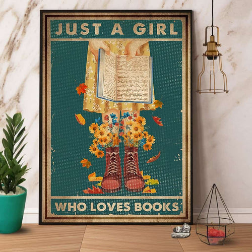 Book Just A Girl Who Loves Books Paper Poster No Frame Matte Canvas Wall Decor