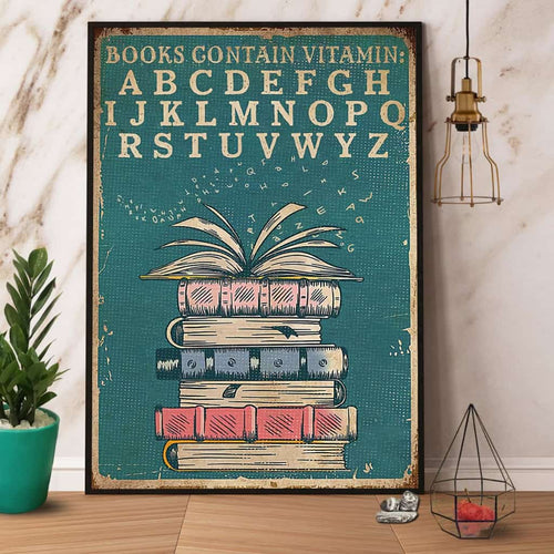Books Contain Vitamin Paper Poster No Frame Matte Canvas Wall Decor
