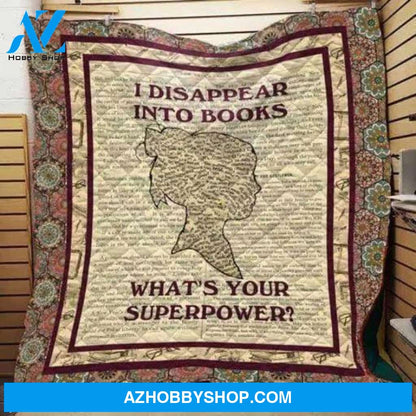 Books I Disappear Into Books Fleece Blanket Perfect Gifts For Books Lover  Reading Book Lover Friend Gift 