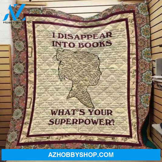 Books I Disappear Into Books Fleece Blanket Perfect Gifts For Books Lover  Reading Book Lover Friend Gift 