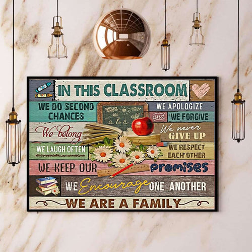 Books In This Classroom We Are Family Paper Poster No Frame Matte Canvas Wall Decor