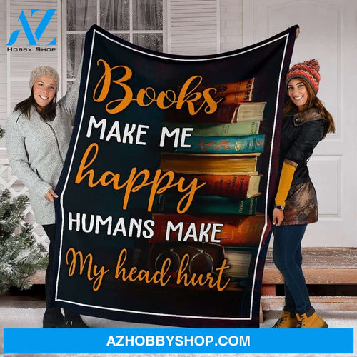 Books Make Me Happy Pre Fleece Blanket