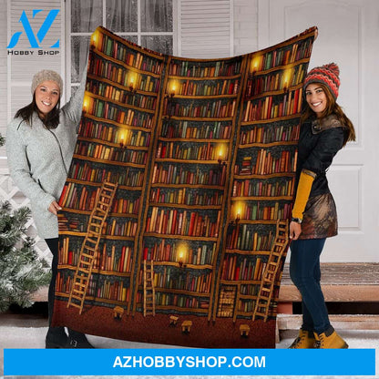 Bookshelf With Books Pre Fleece Blanket