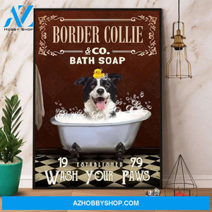 Border Collie & Co. Bath Soap Wash Your Paws Canvas And Poster, Wall Decor Visual Art