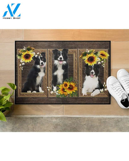 Border Collie Dog And Sunflowers Doormat Welcome Mat Housewarming Gift Home Decor Funny Doormat Best Gift Idea For Dog Lovers Gift For Friend