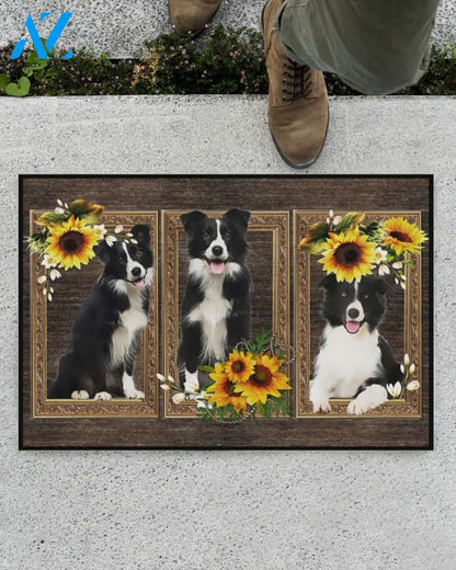 Border Collie Dog And Sunflowers Doormat Welcome Mat Housewarming Gift Home Decor Funny Doormat Best Gift Idea For Dog Lovers Gift For Friend