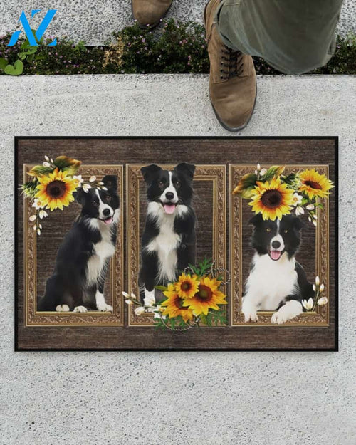 Border Collie Dog And Sunflowers Doormat Welcome Mat Housewarming Gift Home Decor Funny Doormat Best Gift Idea For Dog Lovers Gift For Friend