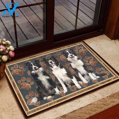 Border Collie Flower Paw - Dog Doormat | Welcome Mat | House Warming Gift