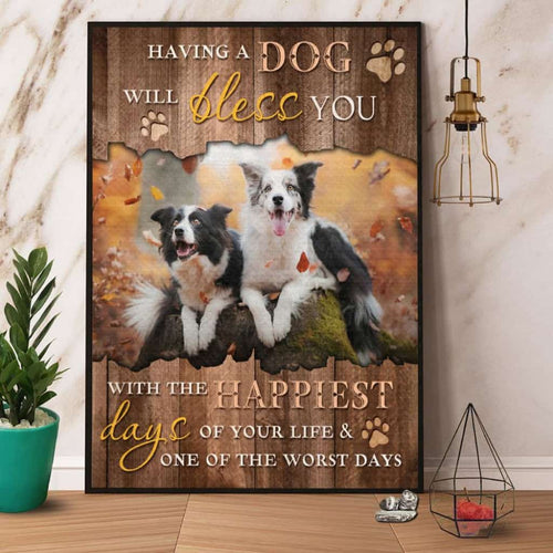Border Collie Having A Dog Will Bless You With The Happiest Days Paper Poster No Frame Matte Canvas Wall Decor