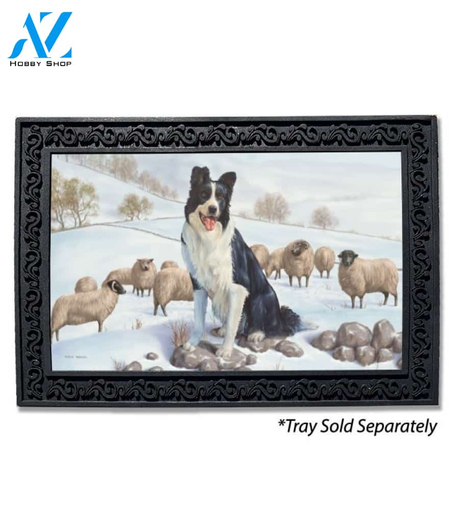 Border Collie in the Snow Doormat - 18" x 30"