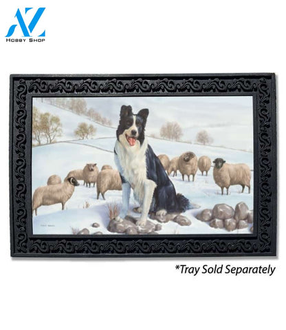 Border Collie in the Snow Doormat - 18" x 30"