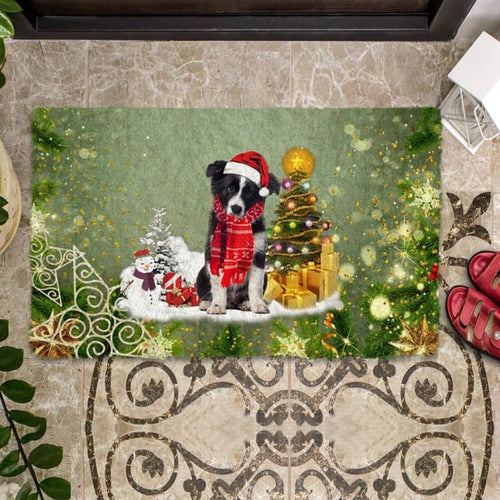 Border Collie Merry Christmas Doormat