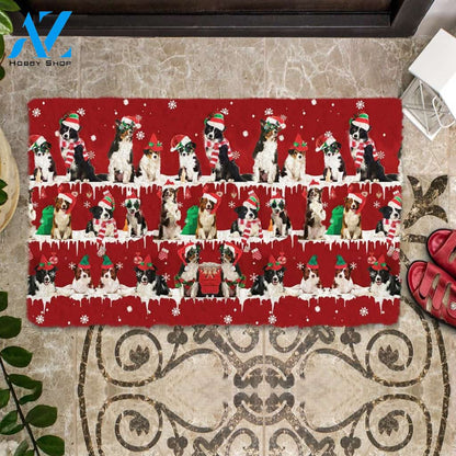 Border Collie Snow Merry Christmas Doormat