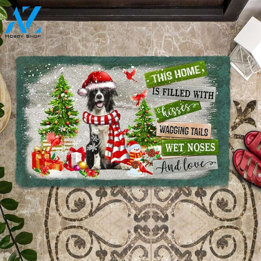 Border Collie This Home Is Filled With Kisses Christmas Dog Doormat