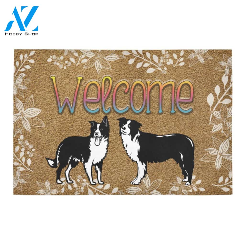 Border Collie Welcome Doormat Indoor And Outdoor Mat Entrance Rug Sweet Home Decor Housewarming Gift Gift For Friend Family Stem Feminist