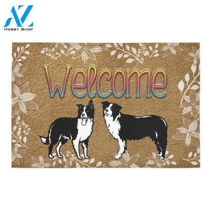 Border Collie Welcome Doormat Indoor And Outdoor Mat Entrance Rug Sweet Home Decor Housewarming Gift Gift For Friend Family Stem Feminist
