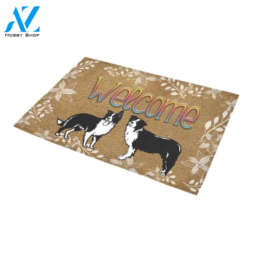 Border Collie Welcome Doormat Indoor And Outdoor Mat Entrance Rug Sweet Home Decor Housewarming Gift Gift For Friend Family Stem Feminist