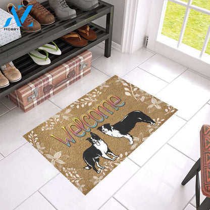 Border Collie Welcome Doormat Indoor And Outdoor Mat Entrance Rug Sweet Home Decor Housewarming Gift Gift For Friend Family Stem Feminist