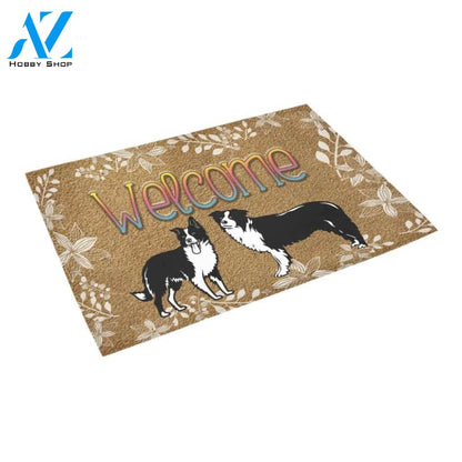 Border Collie Welcome Doormat Indoor And Outdoor Mat Entrance Rug Sweet Home Decor Housewarming Gift Gift For Friend Family Stem Feminist
