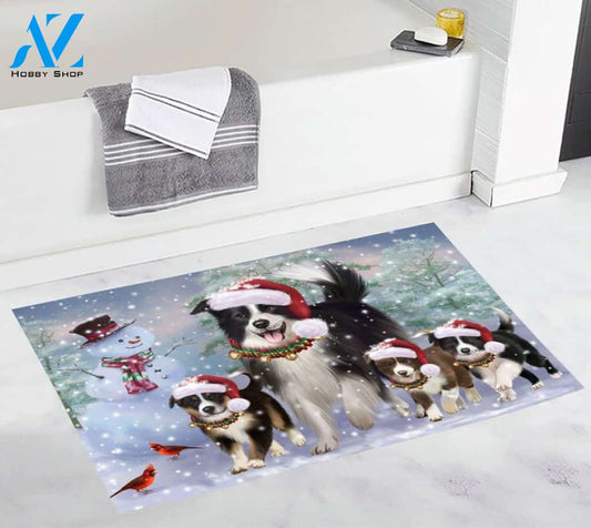 Border Collies Christmas Dog Running Doormat