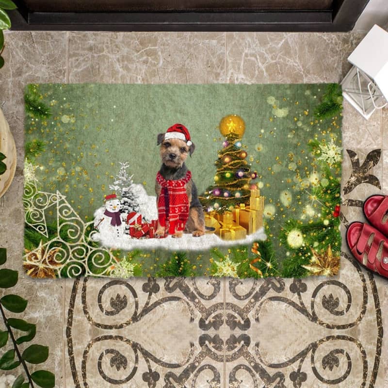 Border Terrier Merry Christmas Doormat