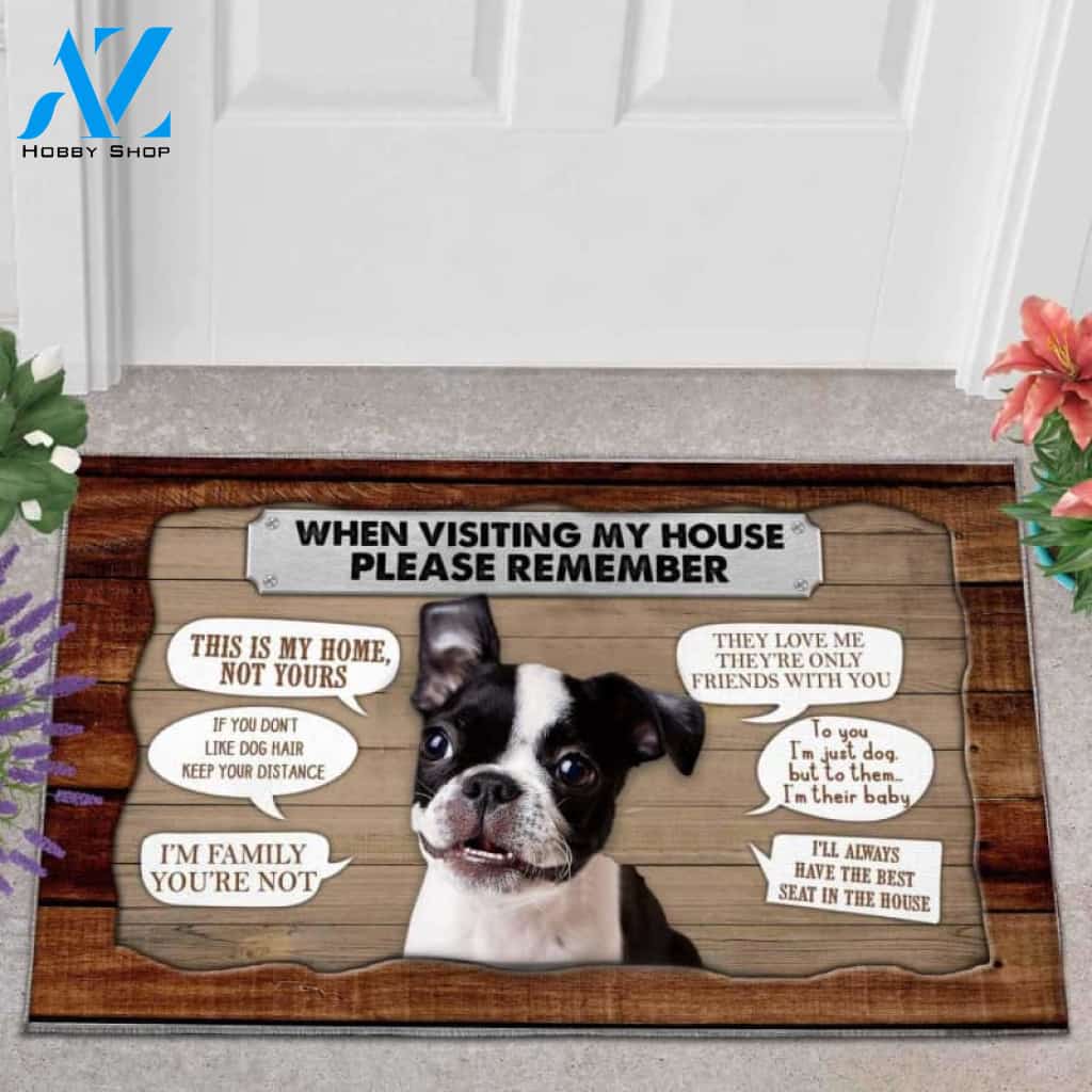 Boston Terrier 3 Visiting My House Doormat