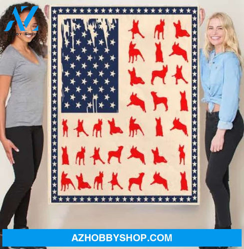 Boston Terrier American Flag Blanket