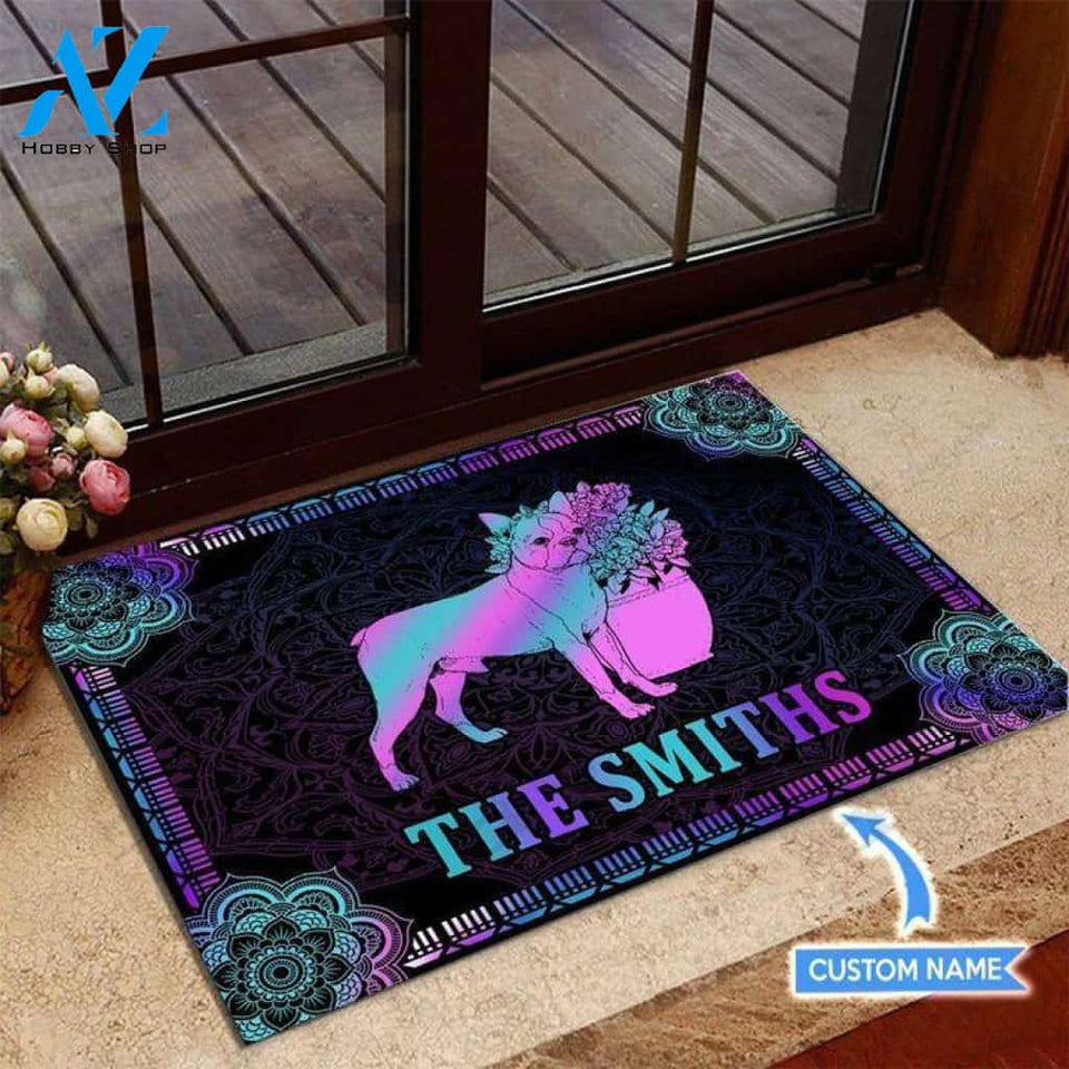 Boston Terrier Colorful Mandala Custom Doormat | Welcome Mat | House Warming Gift