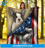 Boston Terrier Dog Blanket American Flag Premium Blanket