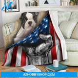 Boston Terrier Dog Blanket American Flag Premium Blanket