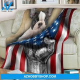 Boston Terrier Dog Blanket American Flag Premium Blanket