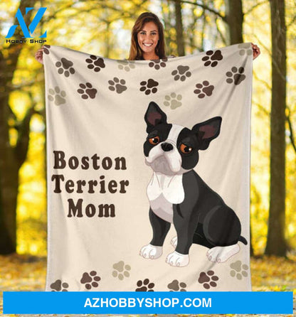 Boston Terrier Dog Blanket, Boston Terrier Mom Fleece Blanket