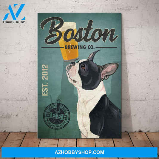 Boston Terrier Dog Brewing Company Canvas Wall Art, Wall Decor Visual Art