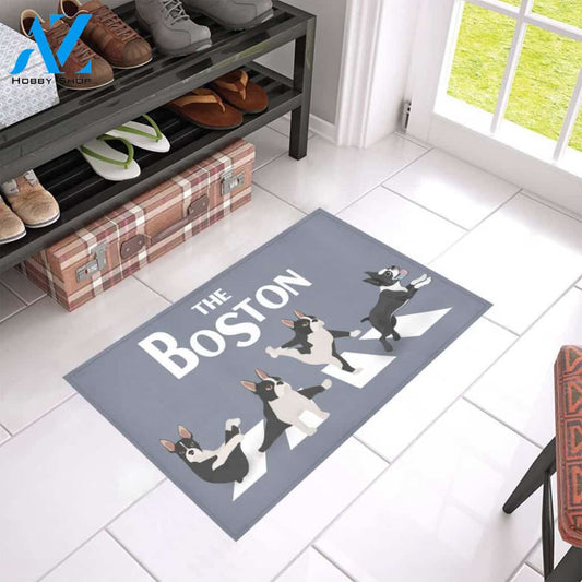 Boston Terrier Dog Easy Clean Welcome DoorMat | Felt And Rubber | 40x60 cm | 45x75 cm | 60x90 cm | Colorful | DO1385