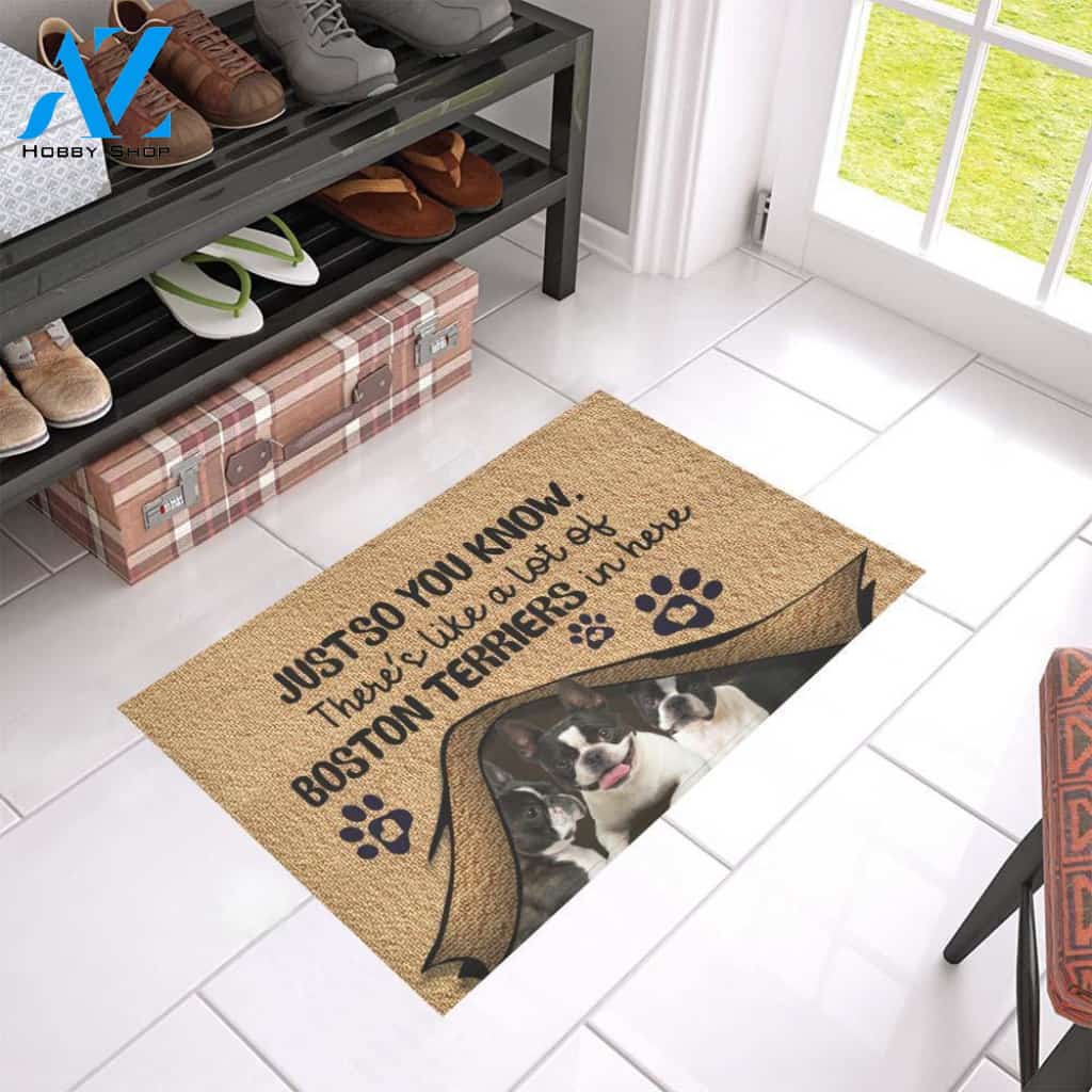 Boston Terrier Dog Easy Clean Welcome DoorMat | Felt And Rubber | 40x60 cm | 45x75 cm | 60x90 cm | Colorful | DO1394