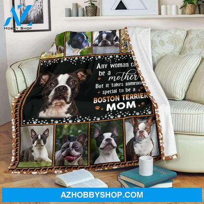 Boston Terrier Dog Mom Fleece Blanket