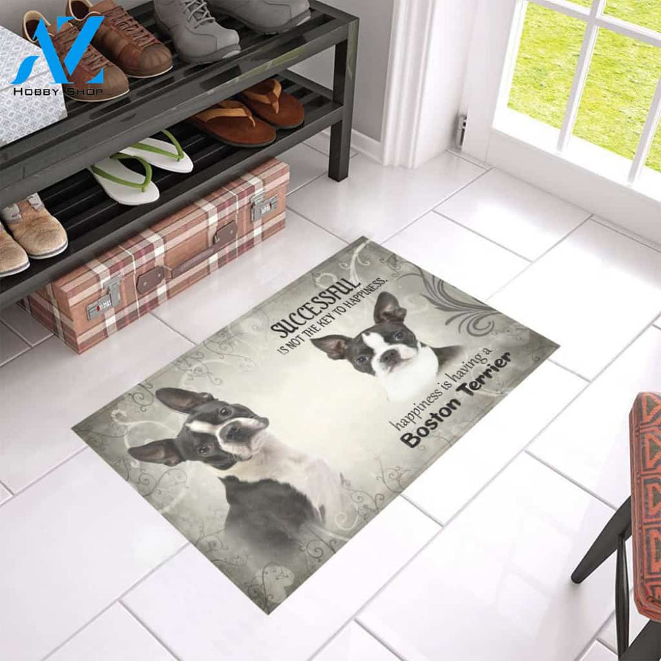 Boston Terrier Happiness Doormat | Welcome Mat | House Warming Gift