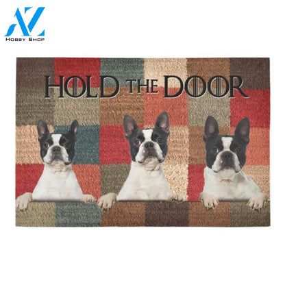 Boston Terrier Hold The Door Printed Doormat Home Decor