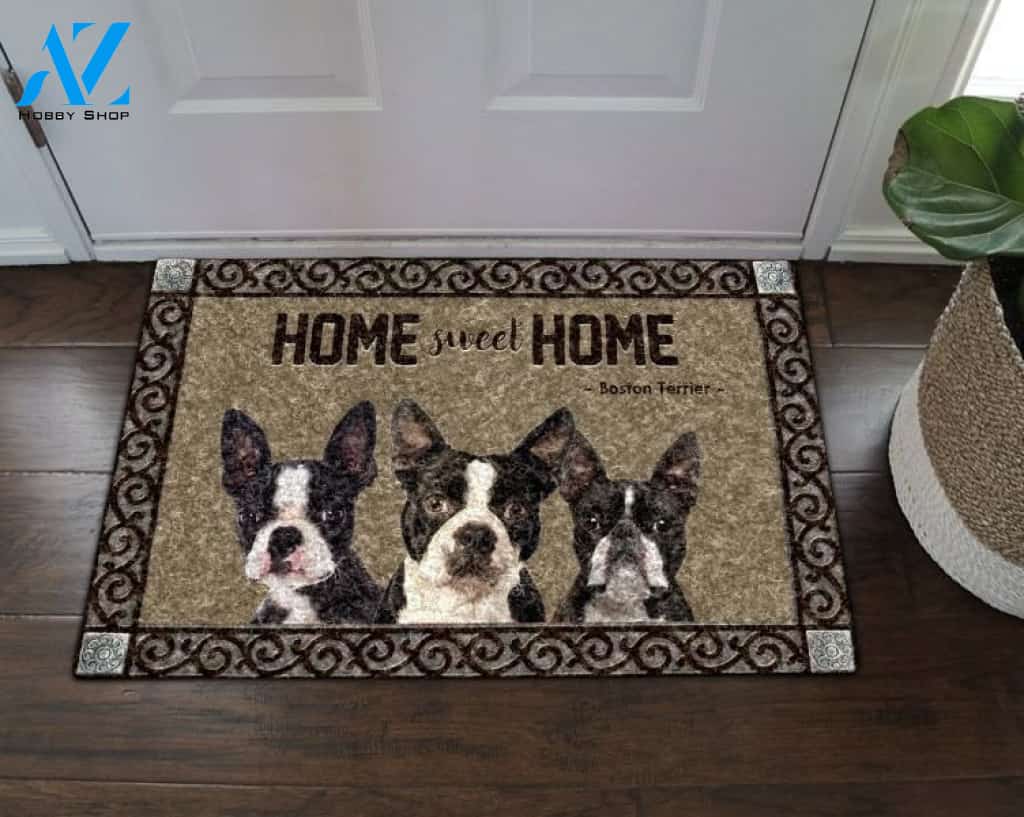 Boston Terrier Home Sweet Home Doormat