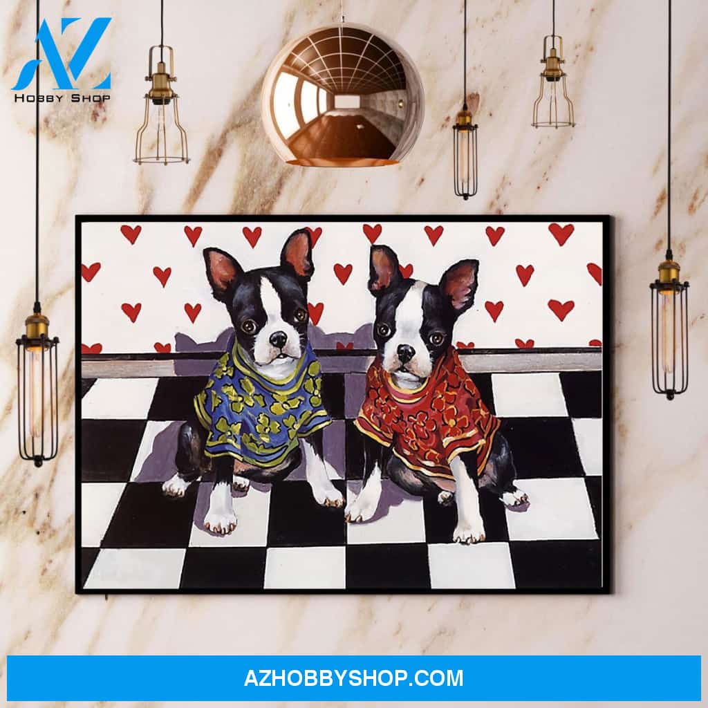 Boston Terrier Love Canvas And Poster, Wall Decor Visual Art
