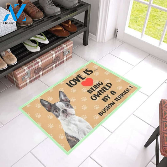 Boston Terrier Love Printed Doormat Home Decor Gift For Dog Lovers