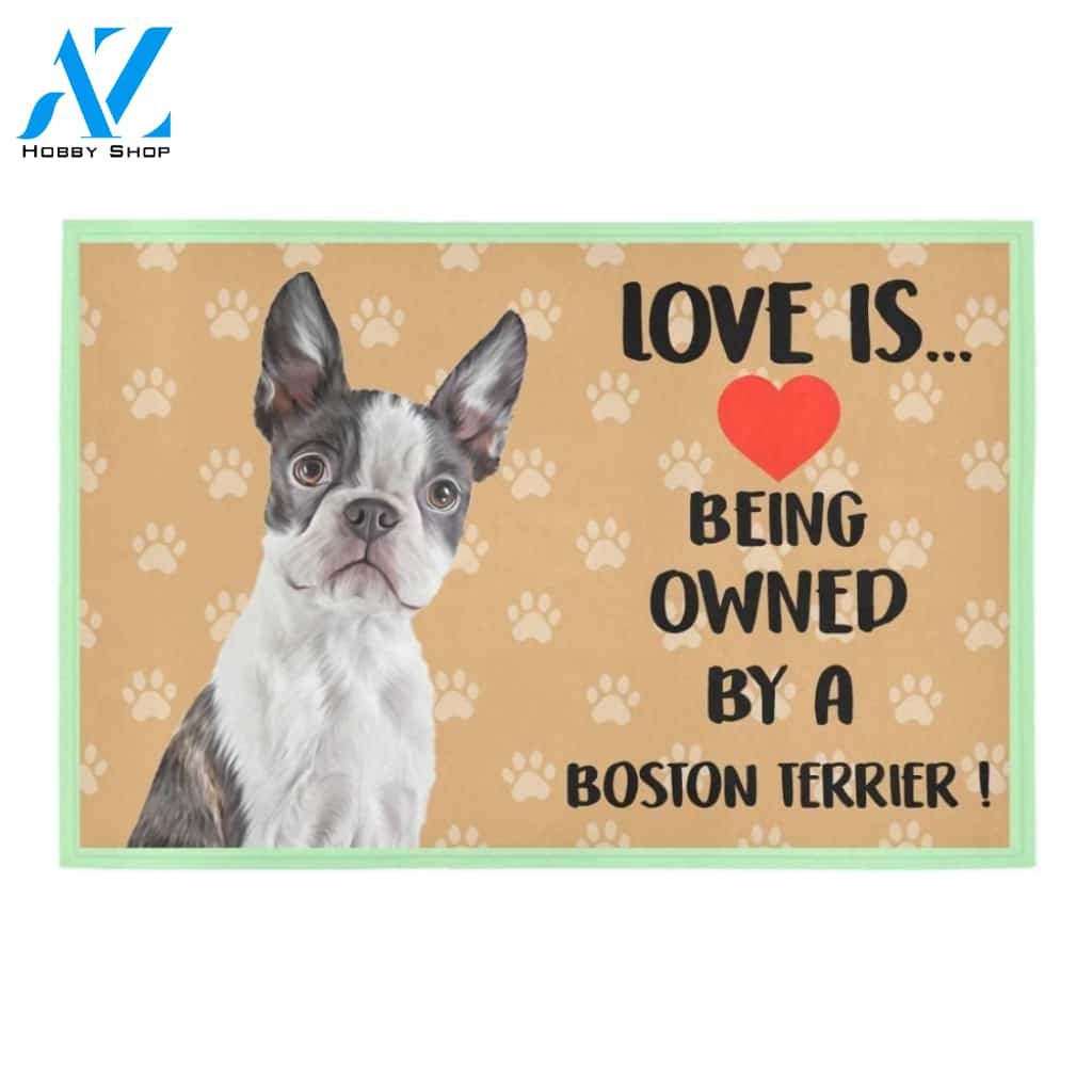 Boston Terrier Love Printed Doormat Home Decor Gift For Dog Lovers