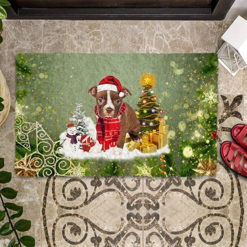 Boston Terrier Merry Christmas Doormat